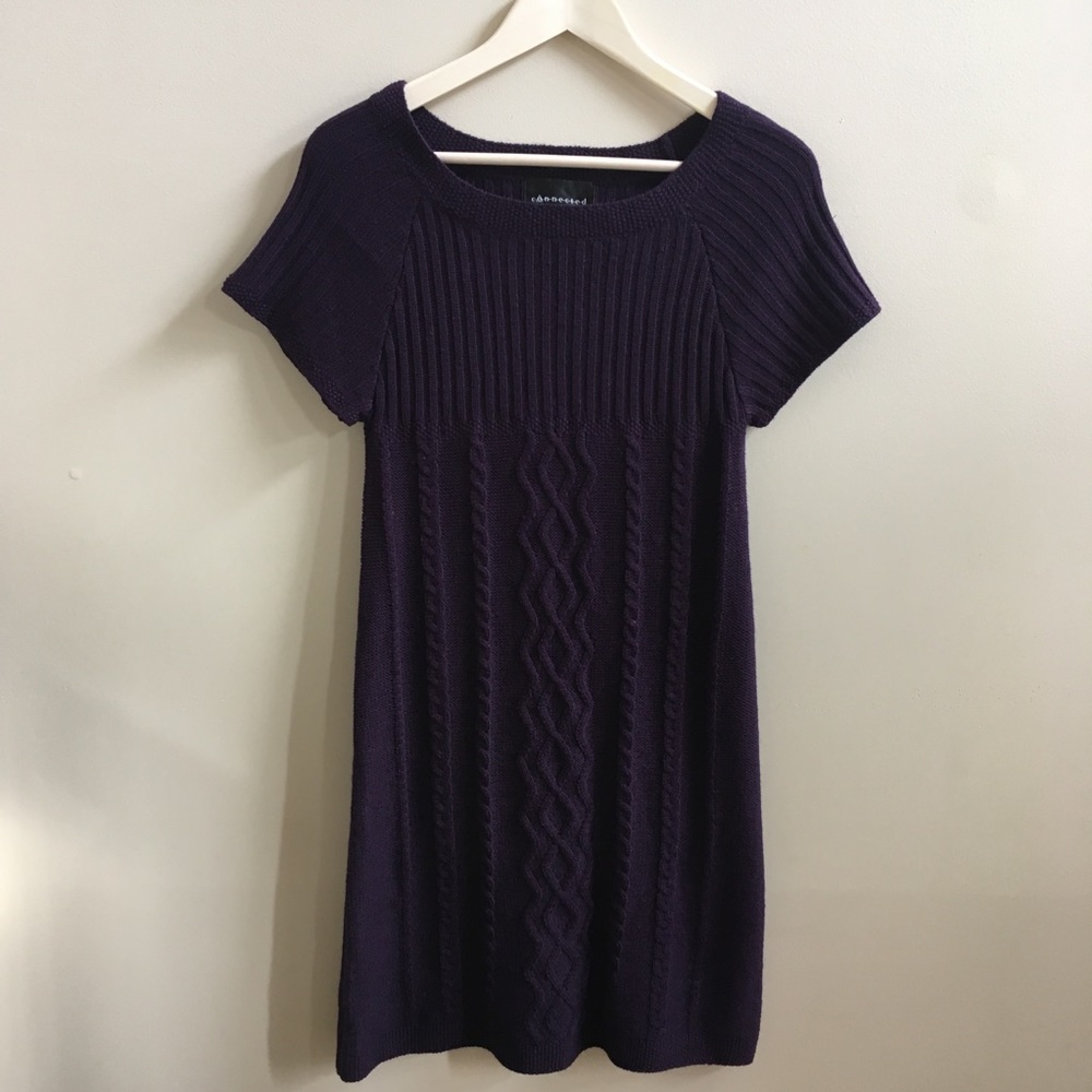 Connected apparel- purple sweater dress, size S